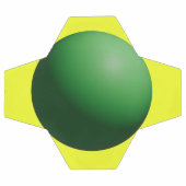 Sphère verte sur ballon de football jaune (Plat)