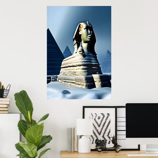 Sphinx dans la neige | AI Art Poster (Bureau à domicile)
