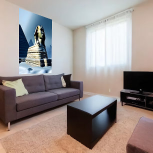 Sphinx in de sneeuw   AI Art Poster