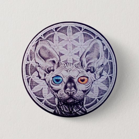 Sphinx Mandala Ronde Button 5,7 Cm (Voorkant)