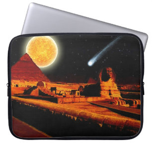 Sphinx & Moon over de Egyptische Giza Pyramids Art Laptop Sleeve