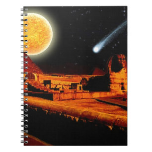 Sphinx & Moon over de Egyptische Giza Pyramids Art Notitieboek