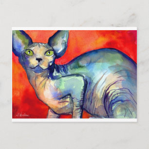 Sphinx sphynx cat #6 schilderij briefkaart