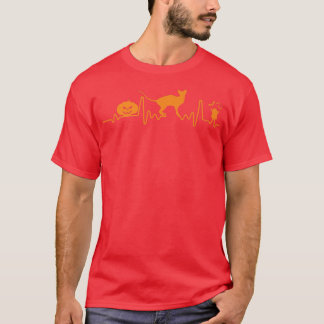 Sphyn Cat Heartbeat Pumpkin Funny Halloween Costum T-shirt
