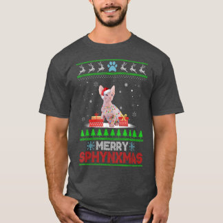 Sphyn Cat Lover Kerstmis Ugly Xmas Sweater Sphyn T-shirt