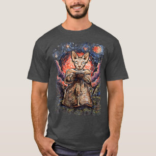 Sphyn Cats Starry Night Tshirt cadeau pour femmes 