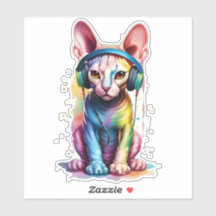 Sphynx Casque arc-en-ciel Chat Sticker Coupe perso