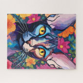 Sphynx Cat Art Fleurs Floral Jeu de puzzle (Horizontal)