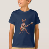 Sphynx Cat Art Jouer Basse Guitare T-shirt garçon (Devant)