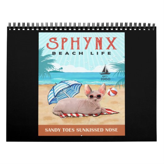 Sphynx Cat Beach Life Sandy Toes Sunkissed Nose Kalender (Hoes)