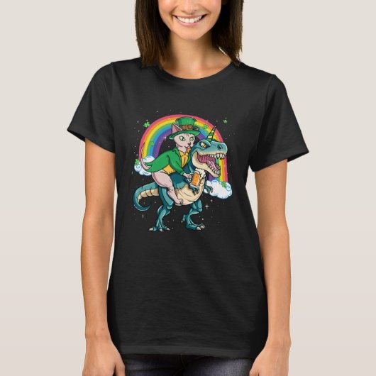 Sphynx Cat Beer Dino Rex Horn Rainbow T-shirt (Voorkant)
