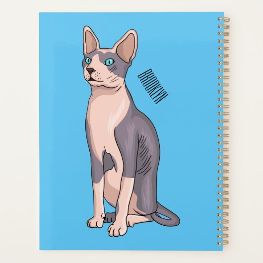 Sphynx cat cartoon illustration planner (Achterkant)