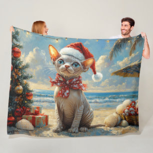 Sphynx Cat Christmas  Beach Fleece Deken
