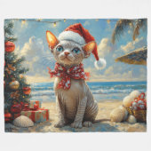 Sphynx Cat Christmas  Beach Fleece Deken (Voorkant (Horizontaal))