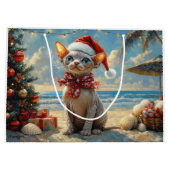 Sphynx Cat Christmas Beach Groot Cadeauzakje (Achterkant)