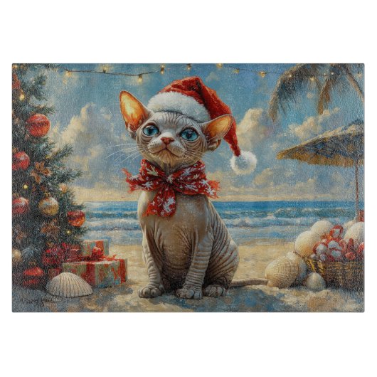 Sphynx Cat Christmas  Beach Snijplank (Voorkant)
