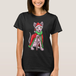 Sphynx Cat Christmas Candy Cane T-shirt