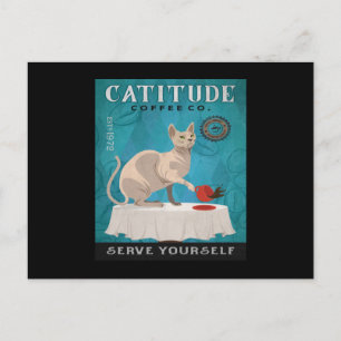 Sphynx Cat Coffee Funny Catitude Serve Yourself Briefkaart