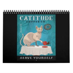Sphynx Cat Coffee Funny Catitude Serve Yourself Kalender