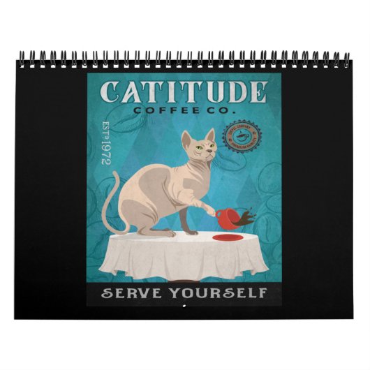 Sphynx Cat Coffee Funny Catitude Serve Yourself Kalender (Hoes)