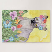Sphynx Cat Flowers Legpuzzel (Horizontaal)