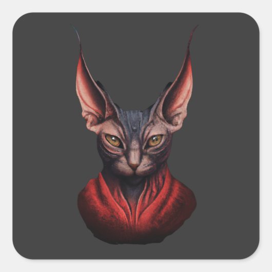Sphynx Cat Half Cat, Half Devil, Master Sphynx #1 Vierkante Sticker (Voorkant)