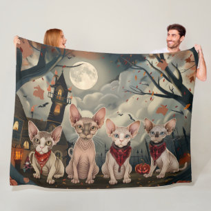 Sphynx Cat Halloween Spooky Fleece Deken