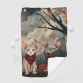 Sphynx Cat Halloween Spooky Golfhanddoek (Insitu)