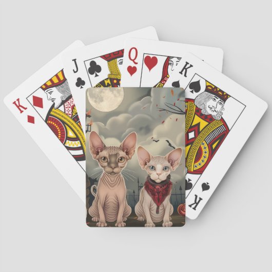 Sphynx Cat Halloween Spooky Pokerkaarten (Achterkant)