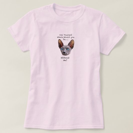 Sphynx Cat Hand getekende digitale kunst T-shirt (Design voorkant)