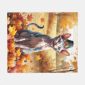 Sphynx Cat in Autumn verlaat Thanksgiving Fleece Deken (Voorkant (Horizontaal))