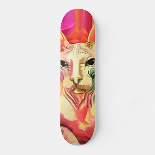 Sphynx Cat in bloemen. Skateboard (Voorkant)
