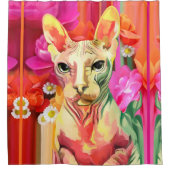 Sphynx Cat in de bloemen Douchegordijn (Voorkant)