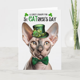 Sphynx Cat Lucky Charm St CATrick's Day Feestdagen Kaart
