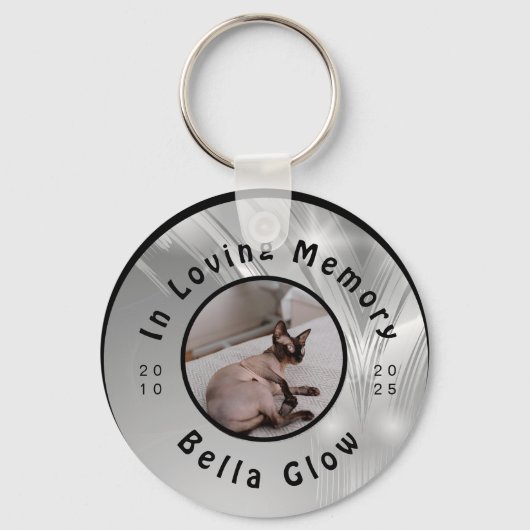 Sphynx Cat Memorial Silver Remembrance Art Sleutelhanger (Voorkant)