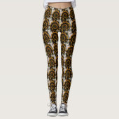 Sphynx Cat Ninja black and gold Mod Flower Leggings (Voorkant)
