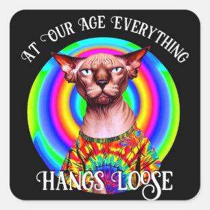 Sphynx Cat Over the Hill Verjaardag Vierkante Sticker