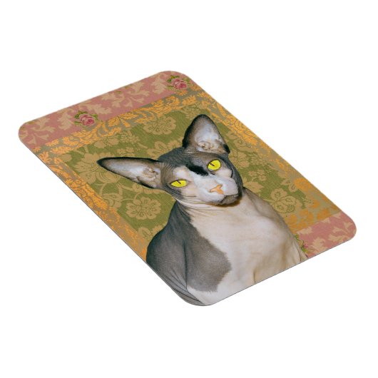 Sphynx Cat Patchwork Floral Damask design Magneet (Rechterzijde)