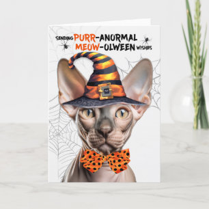 Sphynx Cat PURRanormaal MEOWolween Feestdagen Kaart