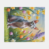 Sphynx Cat Spring Bloemen Schilderen Fleece Deken (Voorkant (Horizontaal))