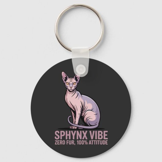 Sphynx Cat Vibe Under Sunlight Art Sleutelhanger (Voorkant)