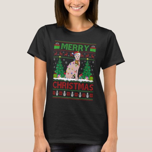 Sphynx Cat   Xmas Tree Ugly Santa Sphynx Cat Chris T-shirt (Voorkant)