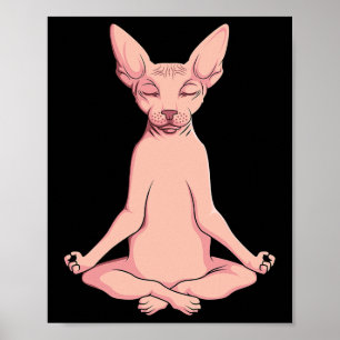 Sphynx Cat Yoga Meditation Breeder Ziekenloze Pet Poster