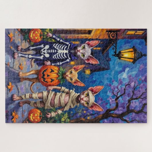 Sphynx Cats Trick-or-Treating in Halloween Costume Legpuzzel (Horizontaal)