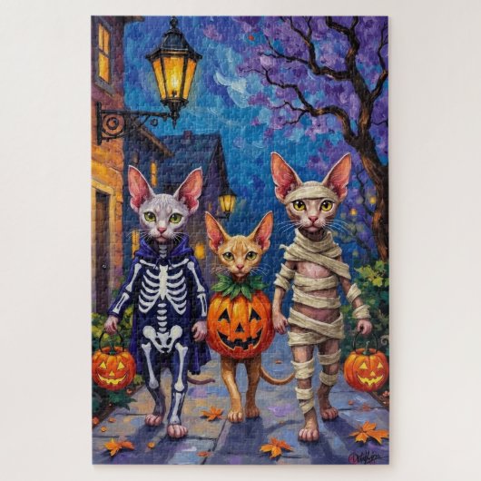 Sphynx Cats Trick-or-Treating in Halloween Costume Legpuzzel (Verticaal)