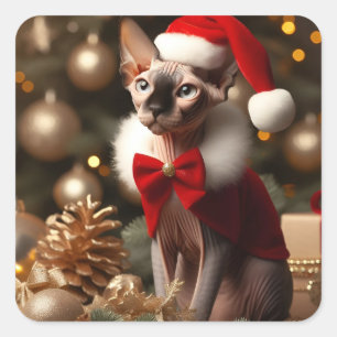 Sphynx Chat de Noël Sticker de Noël