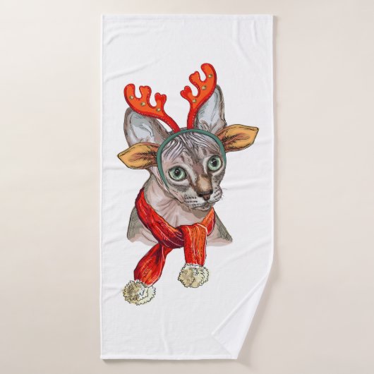 Sphynx de Noël (Serviette de bain)