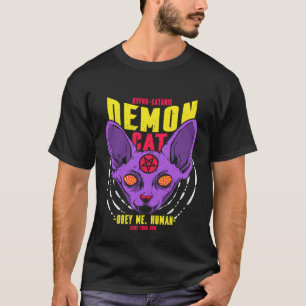 Sphynx Demon Kat Pentagram Occulte Satan T-shirt