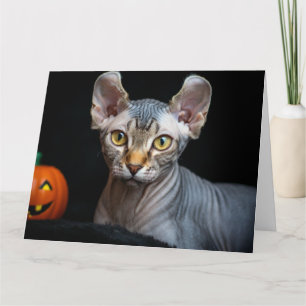 Sphynx Elf Kat Foto Gelukkig Halloween Kaart