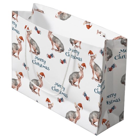 Sphynx Haarloze Kat Sinterklaas Pet Kerst Groot Cadeauzakje (Voorkant Gekanteld)
